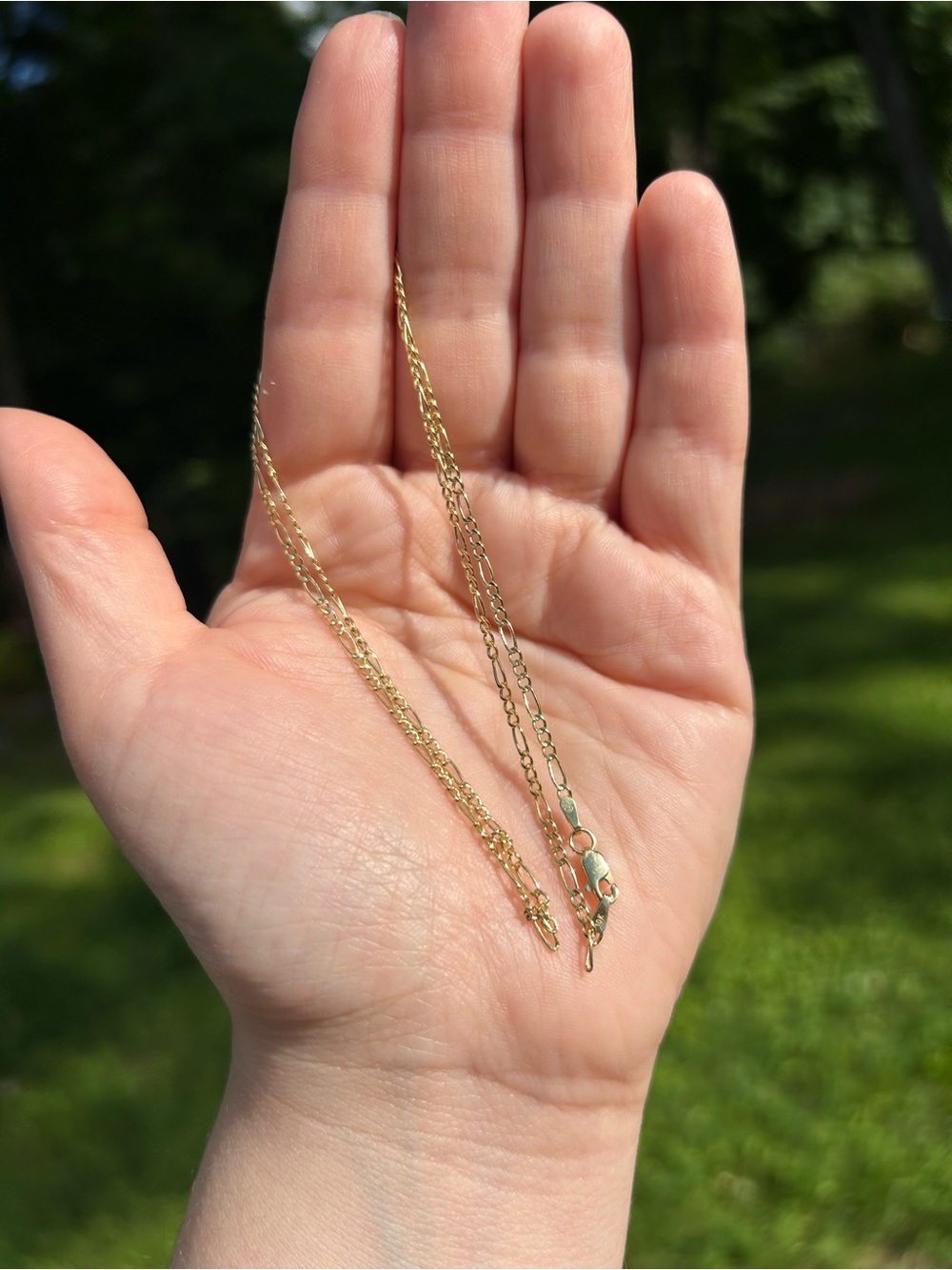 10k Gold Figaro Chain Necklace - Dainty Hollow Classic